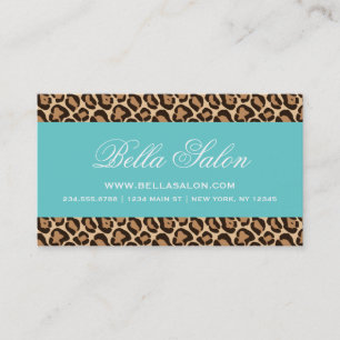 Turquise och Girly Leopard Print Visitkort
