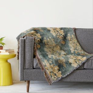 Turquise och Golden Damask Pattern Filt