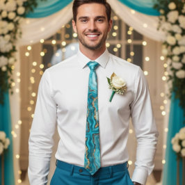 Turquise och Guld Glitter Agate Neck Tie Slips