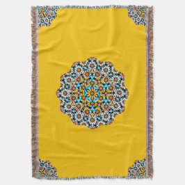 Turquise och Gult Marble Moroccan Mosaic Filt