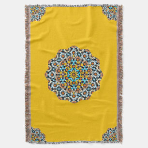 Turquise och Gult Marble Moroccan Mosaic Filt