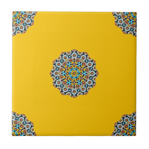Turquise och Gult Marble Moroccan Mosaic Kakelplatta