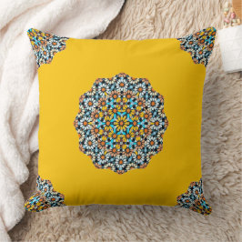 Turquise och Gult Marble Moroccan Mosaic Kudde