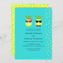 Turquise och Lemon Tropical Summer Beach Wedding Inbjudningar
