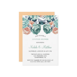 Turquise och Peach Ro Par Shower Inbjudningar