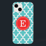 Turquise och Red Modern Moroccan Monogram<br><div class="desc">Chic Girly Preppy Modern Moroccan Quatrefoliil Lattice Design med Anpassningsbar Personlig Monogram Namn eller Initial</div>