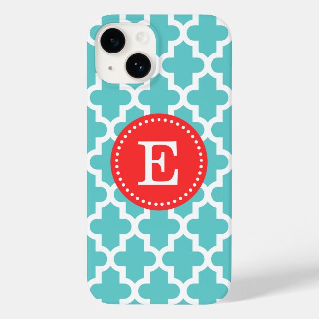 Turquise och Red Modern Moroccan Monogram (Baksida)