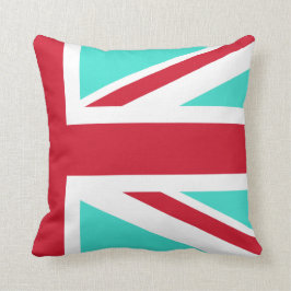 Turquise och Red Union Jack Halva Kudde