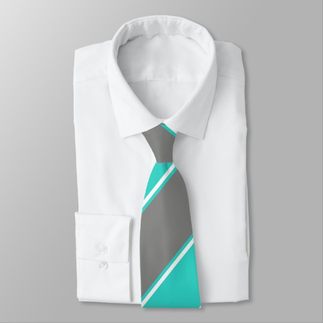 Turquise och Silver diagonalt-stripe Slips (Bunden)