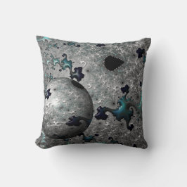 Turquise och Silver Mandelbrot Cushion Kudde