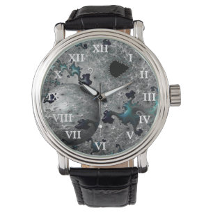 Turquise och Silver Mandelbrot Watch Armbandsur