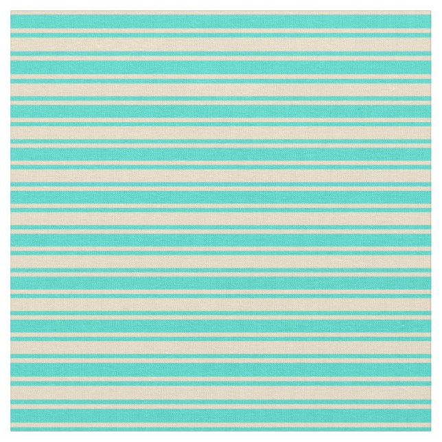 Turquise och Tan Lining Mönster Tyg (Närbild)