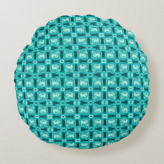 Turquise och Teal Shibori Play Rund Kudde