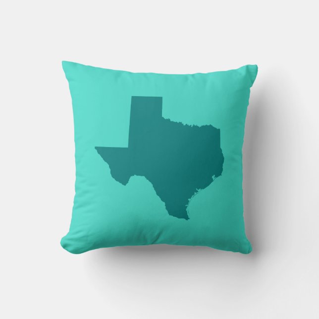 Turquise och Teal Texas Shape Kudde (Framsida)