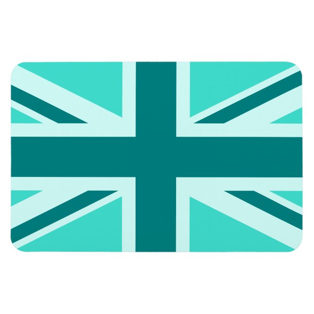 Turquise och Teal Union Jack 2 Magnet (Horisontell)