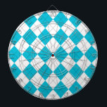 Turquise och White Argyle Darttavla<br><div class="desc">En söt turkos blue och white argyle mönster-design på en brädbräda</div>