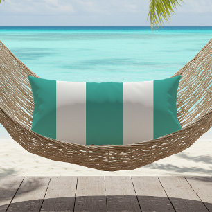 Turquise och White Cabana Rand utomhus Lumbarkudde