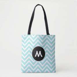 Turquise och White Chevron Monogram Tygkasse