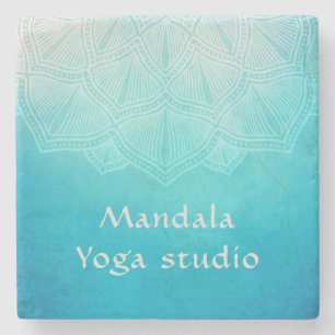 Turquise ombre mandala monogram stenunderlägg