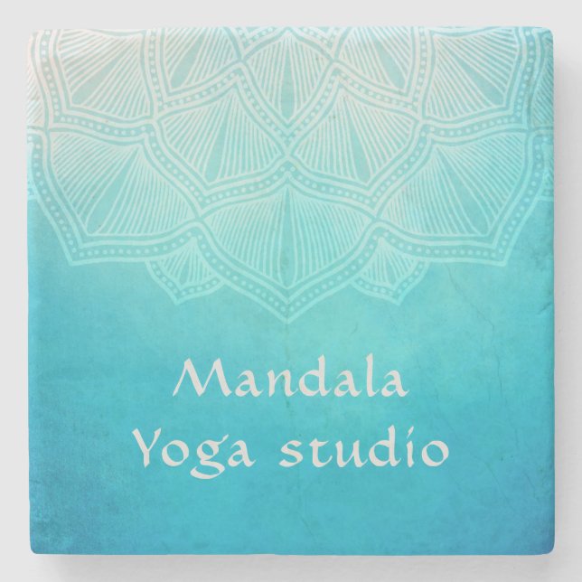 Turquise ombre mandala monogram stenunderlägg (Framsidan)