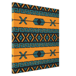 Turquise Orange Aztec Southwest Design Canvastryck