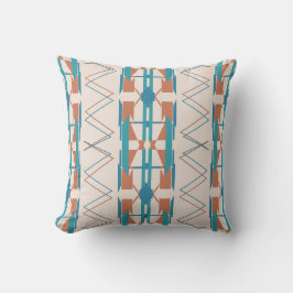 Turquise Orange Beige Southwest Art look Mosaic Kudde