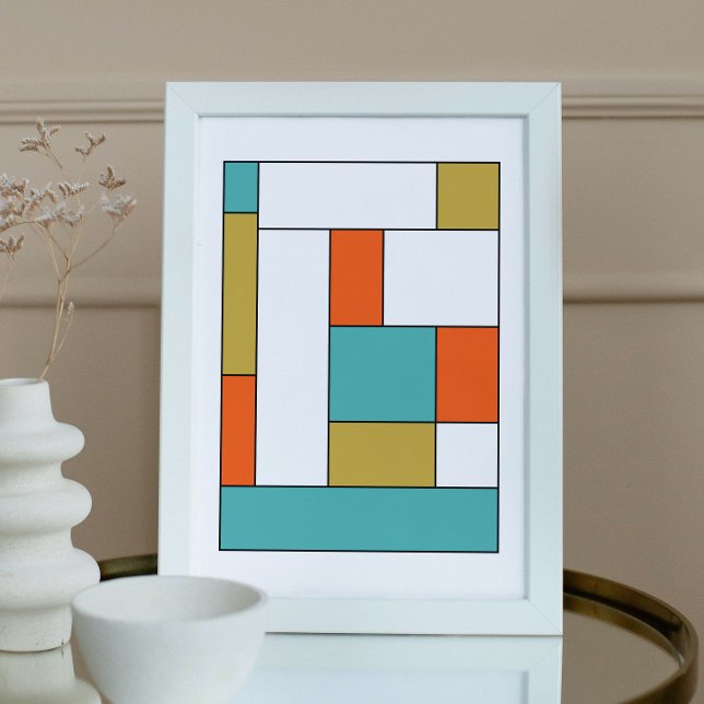 Turquise Orange Guld Färg Block Mid Century Poster (Skapare uppladdad)