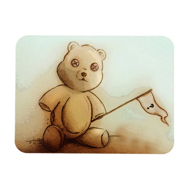 Turquise & Orange Kids Nalle Photo Magnet (Horisontell)