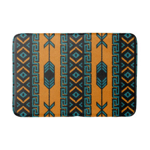 Turquise Orange Southwest Tribal Aztec Mönster Badrumsmatta