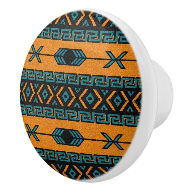 Turquise Orange Southwest Tribal Aztec Mönster Knopp (Höger)