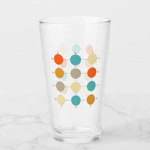 Turquise Orange Tan Circles and Linjer Mid Century Glaskopp