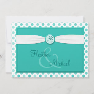 Turquise Polka Dot Ribbon Wedding bjudande Inbjudningar