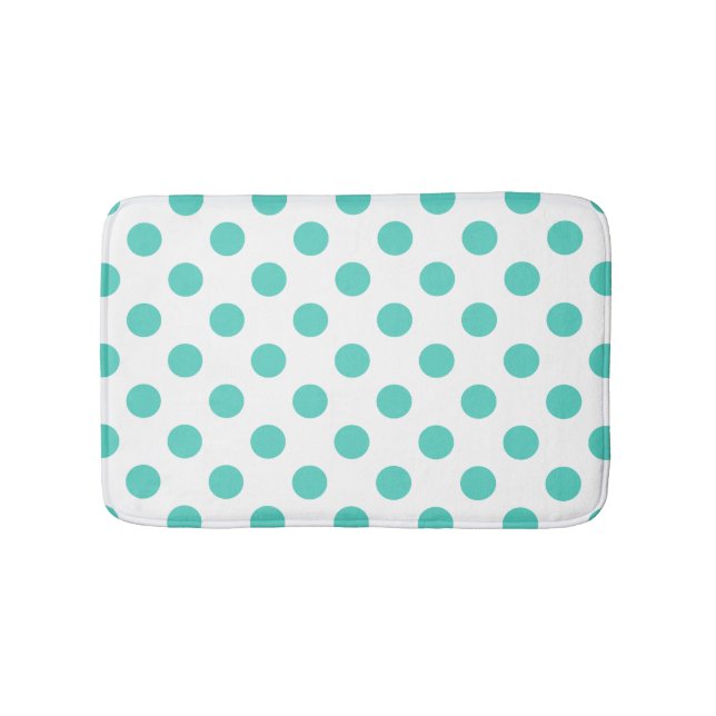 Turquise polka dots badrumsmatta (Framsidan)