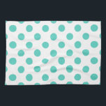 Turquise polka dots kökshandduk<br><div class="desc">Turkos polka dots på vit bakgrund</div>