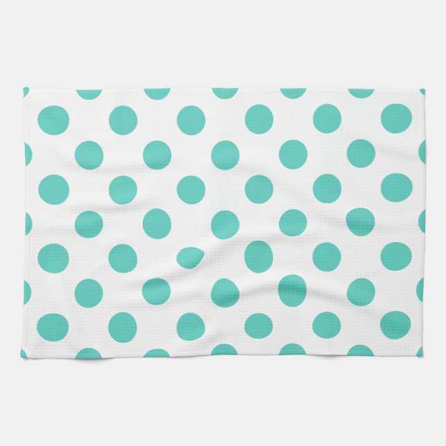 Turquise polka dots kökshandduk (Horisontell)