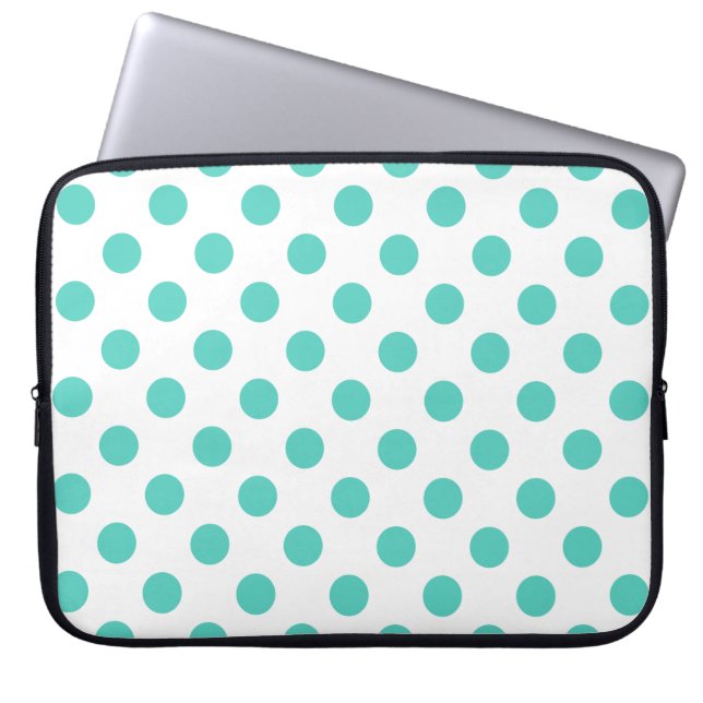 Turquise polka dots laptop fodral (Framsidan)