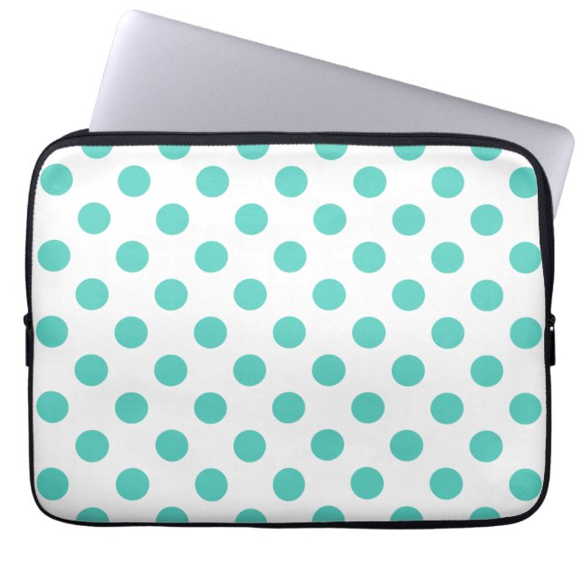 Turquise polka dots laptop fodral (Framsidan)