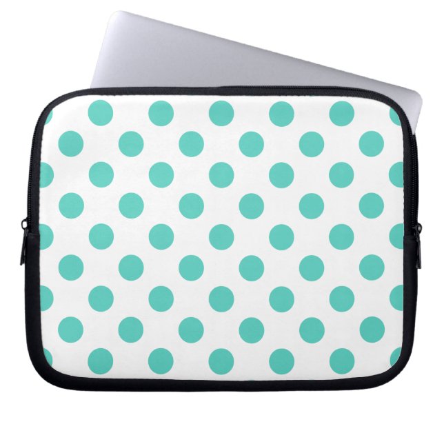 Turquise polka dots laptop fodral (Framsidan)