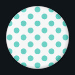Turquise polka dots magnet<br><div class="desc">Turkos polka dots på vit bakgrund</div>