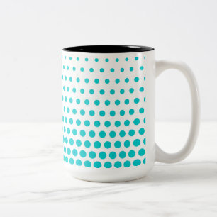 Turquise Polka dots Modern White Två-Tonad Mugg