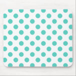 Turquise polka dots musmatta<br><div class="desc">Turkos polka dots på vit bakgrund</div>