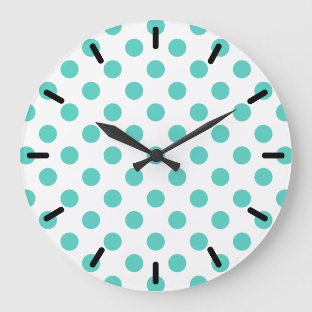 Turquise polka dots stor klocka (Framsida)
