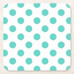 Turquise polka dots underlägg papper kvadrat<br><div class="desc">Turkos polka dots på vit bakgrund</div>