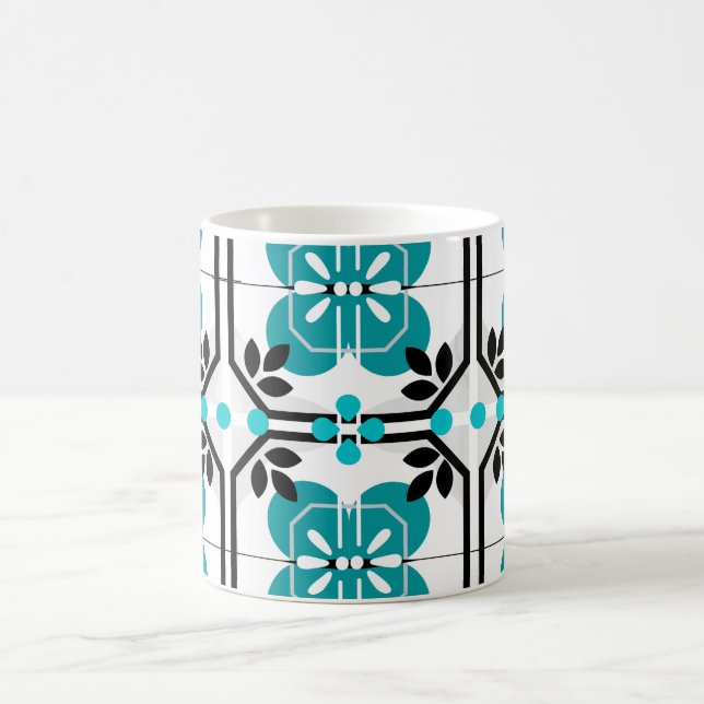 Turquise Portuguise Tile Mosaic Farmhouse Kaffemugg (Center)