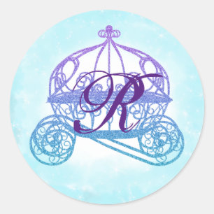 Turquise Princess Carriage Stickers Runt Klistermärke