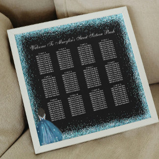 Turquise Princess Quinceanera Seatschdiagram Fototryck