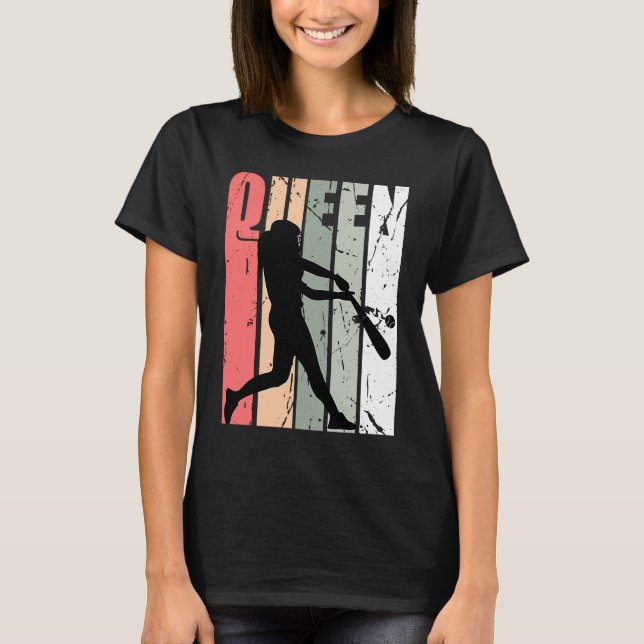 Turquise Queen of Baseball Champion Birthday Retr T Shirt (Framsida)
