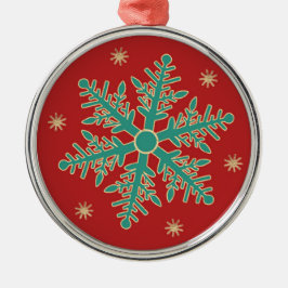 Turquise Red Guld-jul Snowflake Julgransprydnad Metall