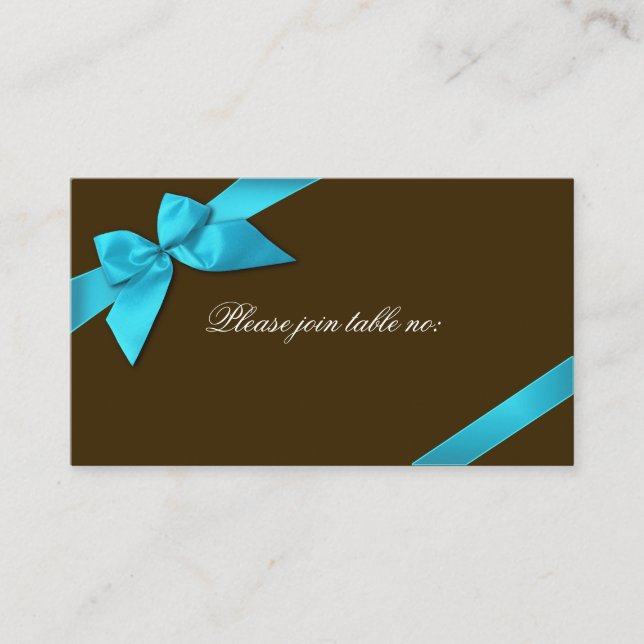 Turquise Ribbon Guest Bord Place Card Placeringskort (Framsida)