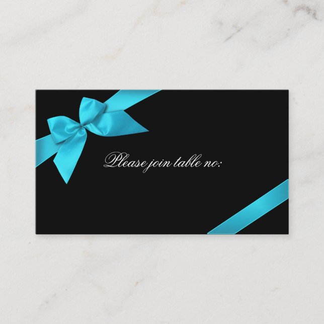 Turquise Ribbon Guest Bord Place Card Placeringskort (Framsida)